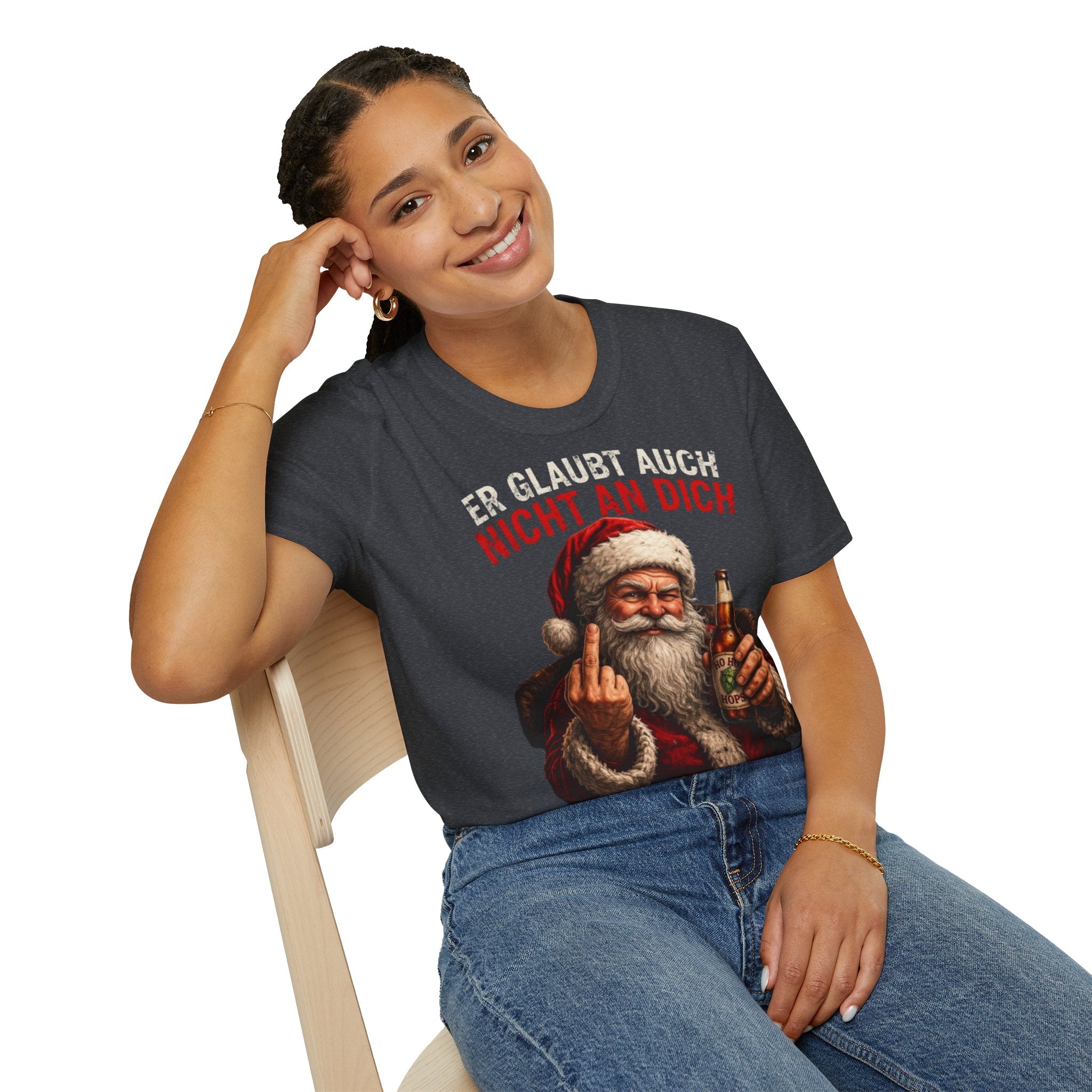 Weihnachtsmann "Er glaubt auch nicht an dich" Shirt