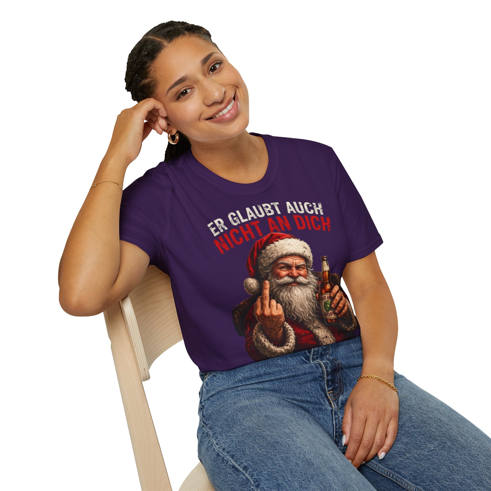 Weihnachtsmann "Er glaubt auch nicht an dich" Shirt